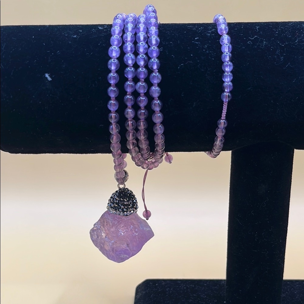 Dramatic Genuine Amethyst & Marcasite Necklace and Bracelet Set